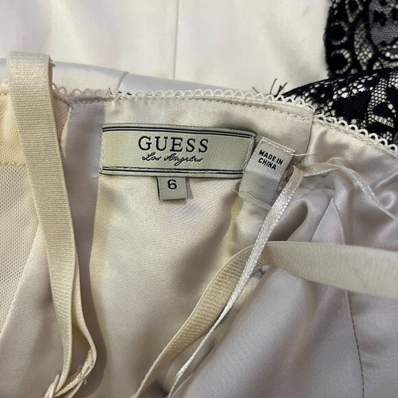 Guess White Satin and Black Lace Elegant Dress Size 6 - Picture 5 of 5